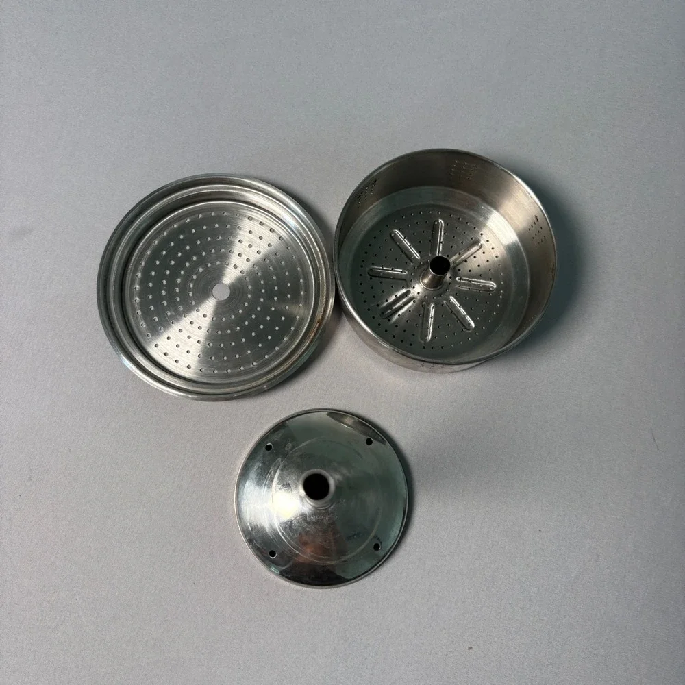 Vintage Stainless Steel Stovetop Coffee Percolator Wood Handle and Glass Knob